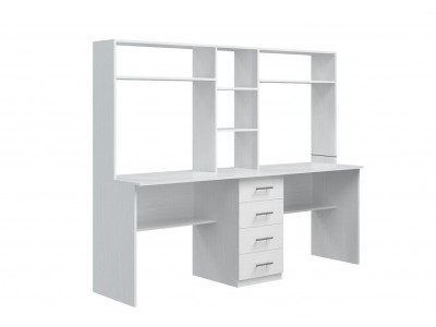 Двойно бюро с надстройка E3 (бяло структорен)